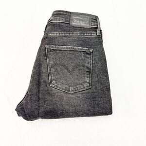 Levi's 721 High Rise Skinny Charcoal Denim Jeans Ripped Size 28